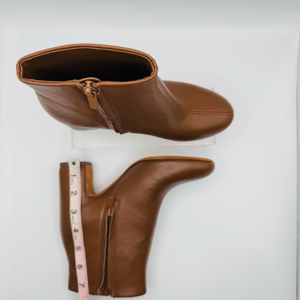 Vince Terri Brown Leather Block Heel Ankle Booties Chelsea Boots 35.5 - Picture 10 of 13